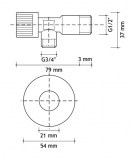 llave escuadra 3/4 dimensiones | drena | plastisan