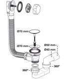 válvula bañera cable con sifón tapón grande | plastisan